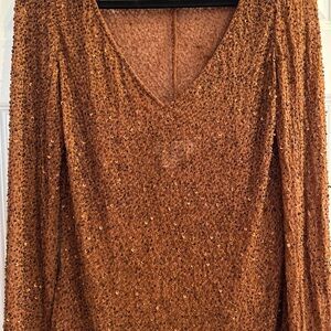 Chetta B Evening Top & Tank Novello & Bloom Copper Sequined Slinky Sexy Scoop Nk